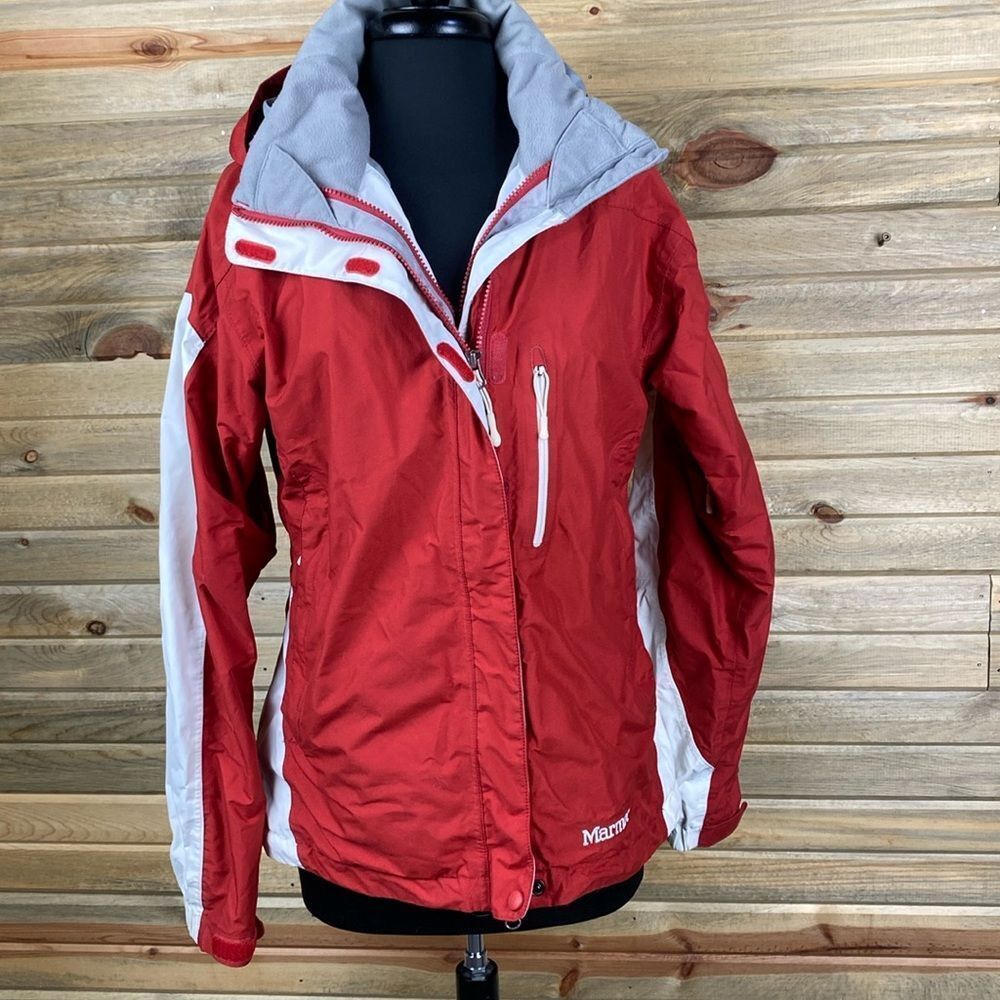 Marmot Red White Snow Jacket Size Large 1325